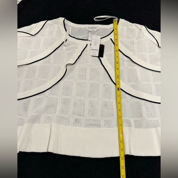 Bebe Boat neck Ruffles Hollow Out fluttered pullover shirt Size Small Petite - Picture 10 of 12